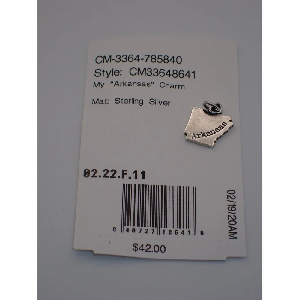 NEW James Avery My Arkansas Sterling Silver Charm State Outline Small - Picture 3 of 3